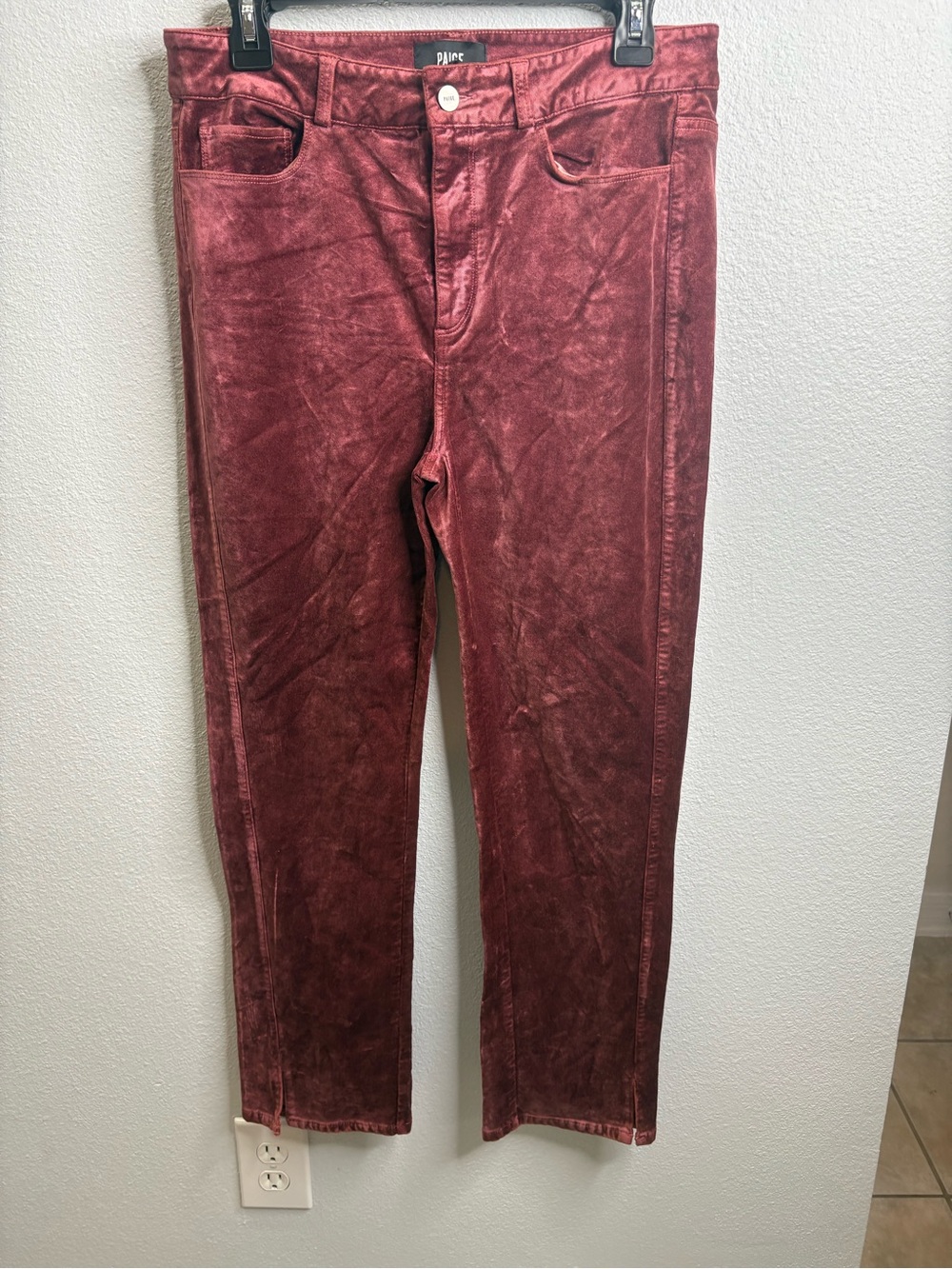 Paige Size 30 Cindy Twisted Seam Slit In Rose Tea NWT